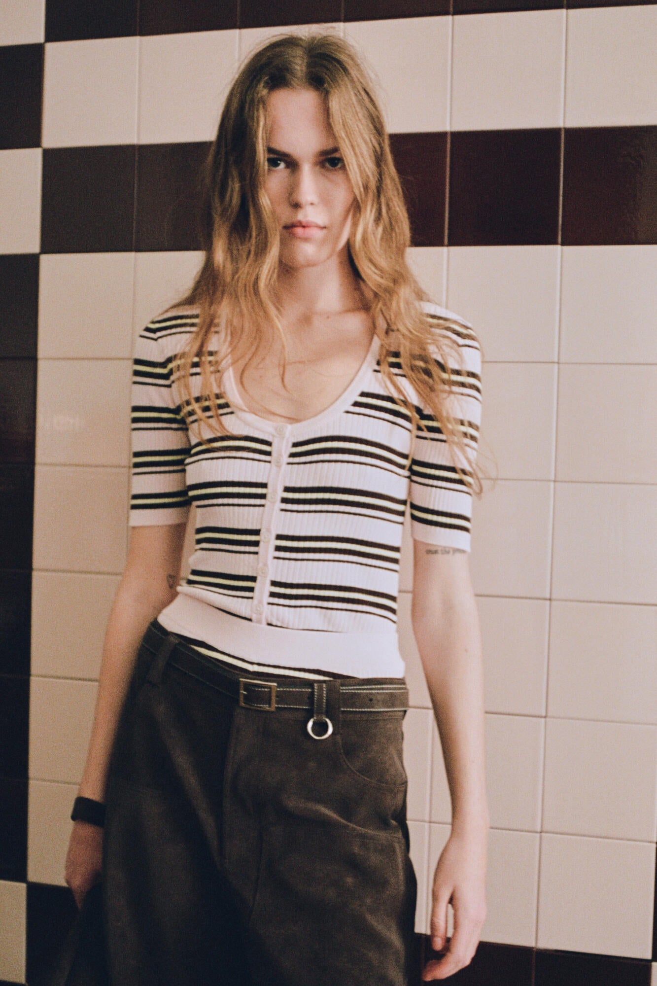 Calyn kortærmet cardigan - Pastel Pink Stripe